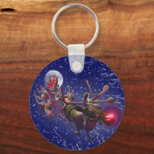 Vliegende kerstman Roodgestreepte renrenrendiervis Sleutelhanger (Voorkant)