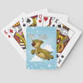 Vliegende kerstrenrendierster speelkaarten (Achterkant)