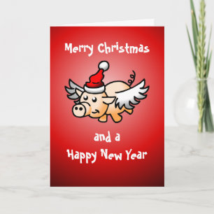 Vliegende Kerstvarken Kaart