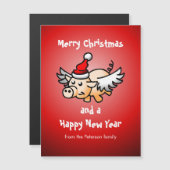 Vliegende Kerstvarken Magnetische Kaart (Voorkant / Achterkant)