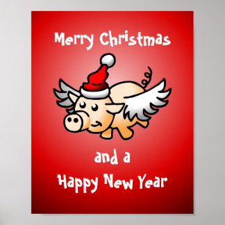 Vliegende Kerstvarken Poster