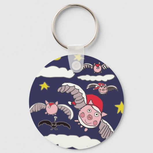 Vliegende Kerstvarken Sleutelhanger (Voorkant)