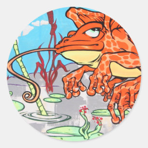 vliegende kikker ronde sticker