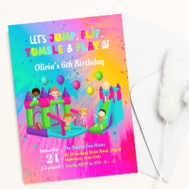 Vliegende kinderen rond Birthday Kaart