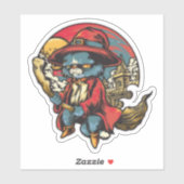 Vliegende Kitty Cat Heks Illustratie Sticker (Vel)