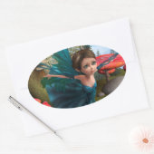 Vliegende Kleine Fee Vlinder Ovale Sticker (Envelop)