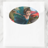 Vliegende Kleine Fee Vlinder Ovale Sticker (Tas)