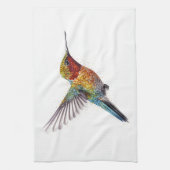 Vliegende kleurige kolibrie in waterkleur theedoek (Verticaal)