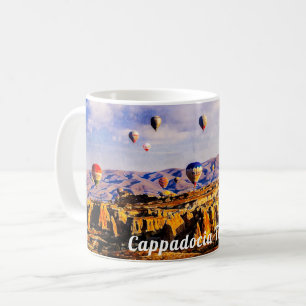 Vliegende kleurrijke luchtballonnen. Cappadocia, T Koffiemok