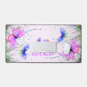 Vliegende Kleurrijke Vlinders Aangepaste Naam Bureaumat (Keyboard & Muis)