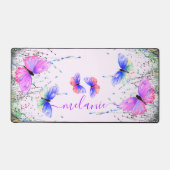 Vliegende Kleurrijke Vlinders Aangepaste Naam Bureaumat (Voorkant)