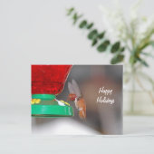 Vliegende kolibrie en kolibrie feeder feestdagenkaart (Staand voorkant)