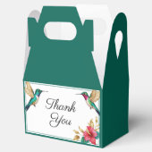 Vliegende kolibries rode tropische bloem bruiloft bedankdoosjes (Geopend)