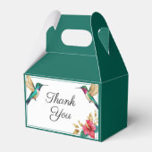 Vliegende kolibries rode tropische bloem bruiloft bedankdoosjes (Voorkant Zijde)