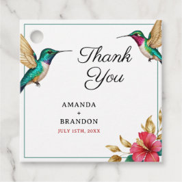 Vliegende Kolibries Rode Tropische Bloem Bruiloft Bedankjes Labels