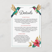 Vliegende kolibries rode tropische bloem bruiloft informatiekaartje (Voorkant)