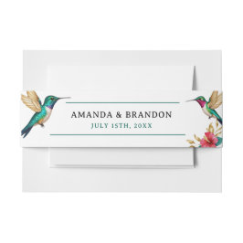 Vliegende kolibries rode tropische bloem bruiloft uitnodigingen wikkel