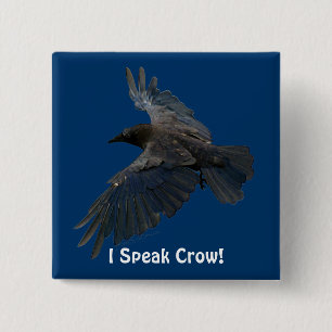VLIEGENDE KRAAI Ik spreek Crow! Wildlife Bird Art Vierkante Button 5,1 Cm