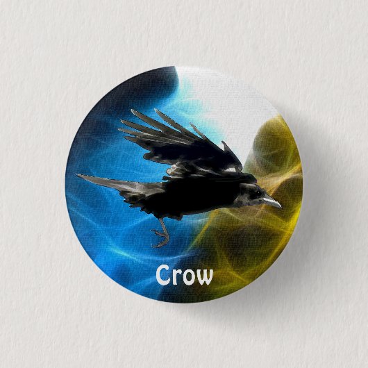 VLIEGENDE KRAAI Raven Wildlife Birds Series Ronde Button 3,2 Cm (Voorkant)