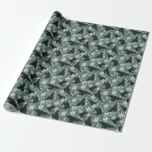 Vliegende kraaien en raaf met spookachtige en magi cadeaupapier