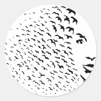 Vliegende kraaien of gezicht optische illusie ronde sticker