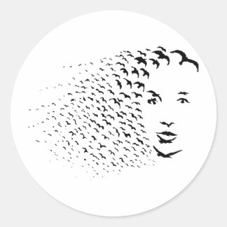 Vliegende kraaien of gezicht optische illusie ronde sticker