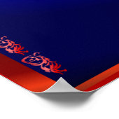 Vliegende kraan en zon (midderblauw achtergrond) poster (Hoek)