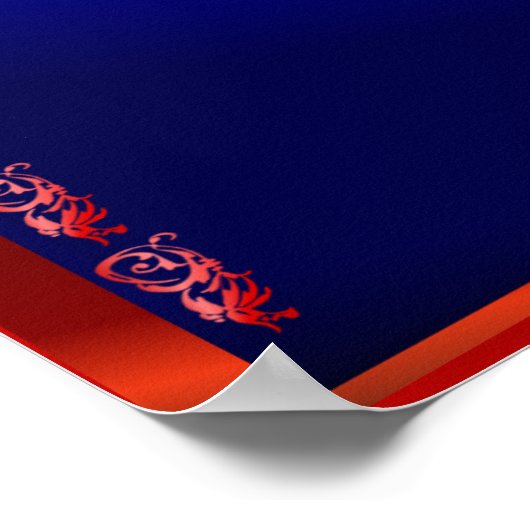 Vliegende kraan en zon (midderblauw achtergrond) poster (Hoek)