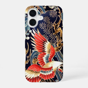 Vliegende Kraanvogels,Golven,Lentebloemen Japanse iPhone 16 Hoesje