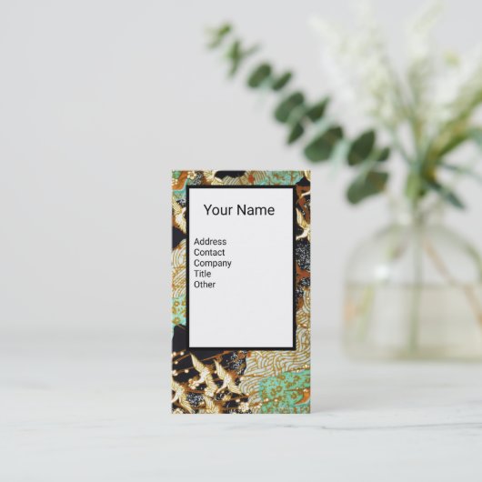 VLIEGENDE KRAANVOGELS, LENTE BLOEMEN Bloemenmonogr Visitekaartje (Staand voorkant)