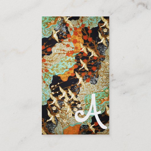 VLIEGENDE KRAANVOGELS, LENTE BLOEMEN Bloemenmonogr Visitekaartje (Achterkant)