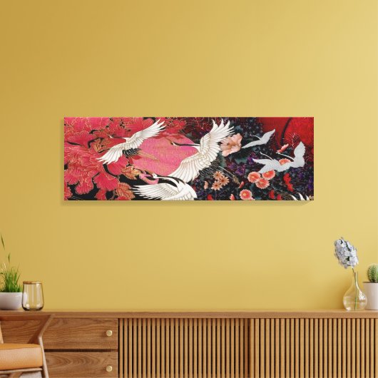 Vliegende kranen in het veld canvas afdruk (Insitu (Woonkamer))