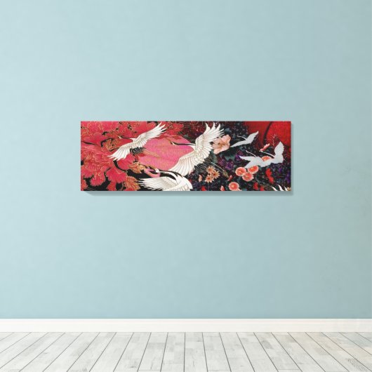 Vliegende kranen in het veld canvas afdruk (Insitu (Houten vloer))