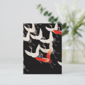Vliegende kranen: Japanse vogel kimono kunst Briefkaart (Staand voorkant)