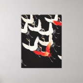 Vliegende kranen: Japanse vogel kimono kunst Canvas Afdruk (Voorkant)