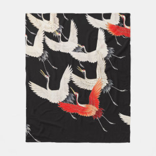 Vliegende kranen: Japanse vogel kimono kunst Fleece Deken