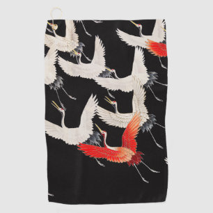 Vliegende kranen: Japanse vogel kimono kunst Golfhanddoek