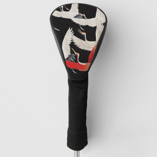 Vliegende kranen: Japanse vogel kimono kunst Golfheadcover (Voorkant)