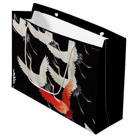 Vliegende kranen: Japanse vogel kimono kunst Groot Cadeauzakje (Voorkant Gekanteld)