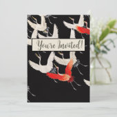 Vliegende kranen: Japanse vogel kimono kunst Kaart (Staand voorkant)