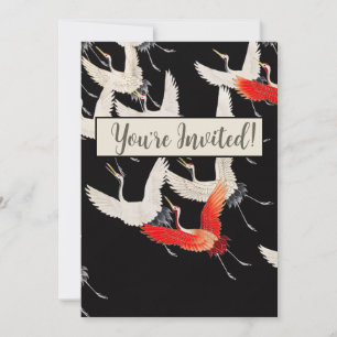 Vliegende kranen: Japanse vogel kimono kunst Kaart