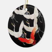 Vliegende kranen: Japanse vogel kimono kunst Keramisch Ornament (Links)