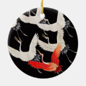 Vliegende kranen: Japanse vogel kimono kunst Keramisch Ornament (Achterkant)