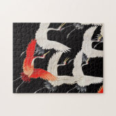 Vliegende kranen: Japanse vogel kimono kunst Legpuzzel (Horizontaal)