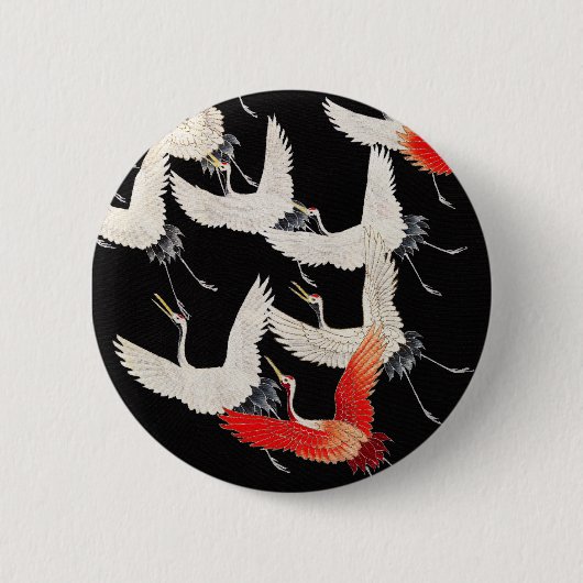 Vliegende kranen: Japanse vogel kimono kunst Ronde Button 5,7 Cm (Voorkant)
