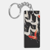 Vliegende kranen: Japanse vogel kimono kunst Sleutelhanger (Voorkant Links)