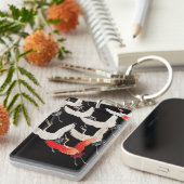 Vliegende kranen: Japanse vogel kimono kunst Sleutelhanger (Voorkant Rechts)