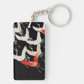 Vliegende kranen: Japanse vogel kimono kunst Sleutelhanger (achterkant)