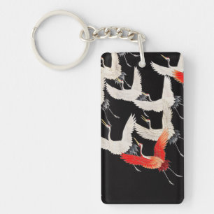 Vliegende kranen: Japanse vogel kimono kunst Sleutelhanger