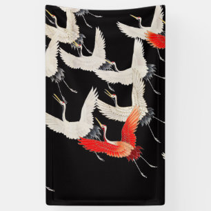 Vliegende kranen: Japanse vogel kimono kunst Spandoek